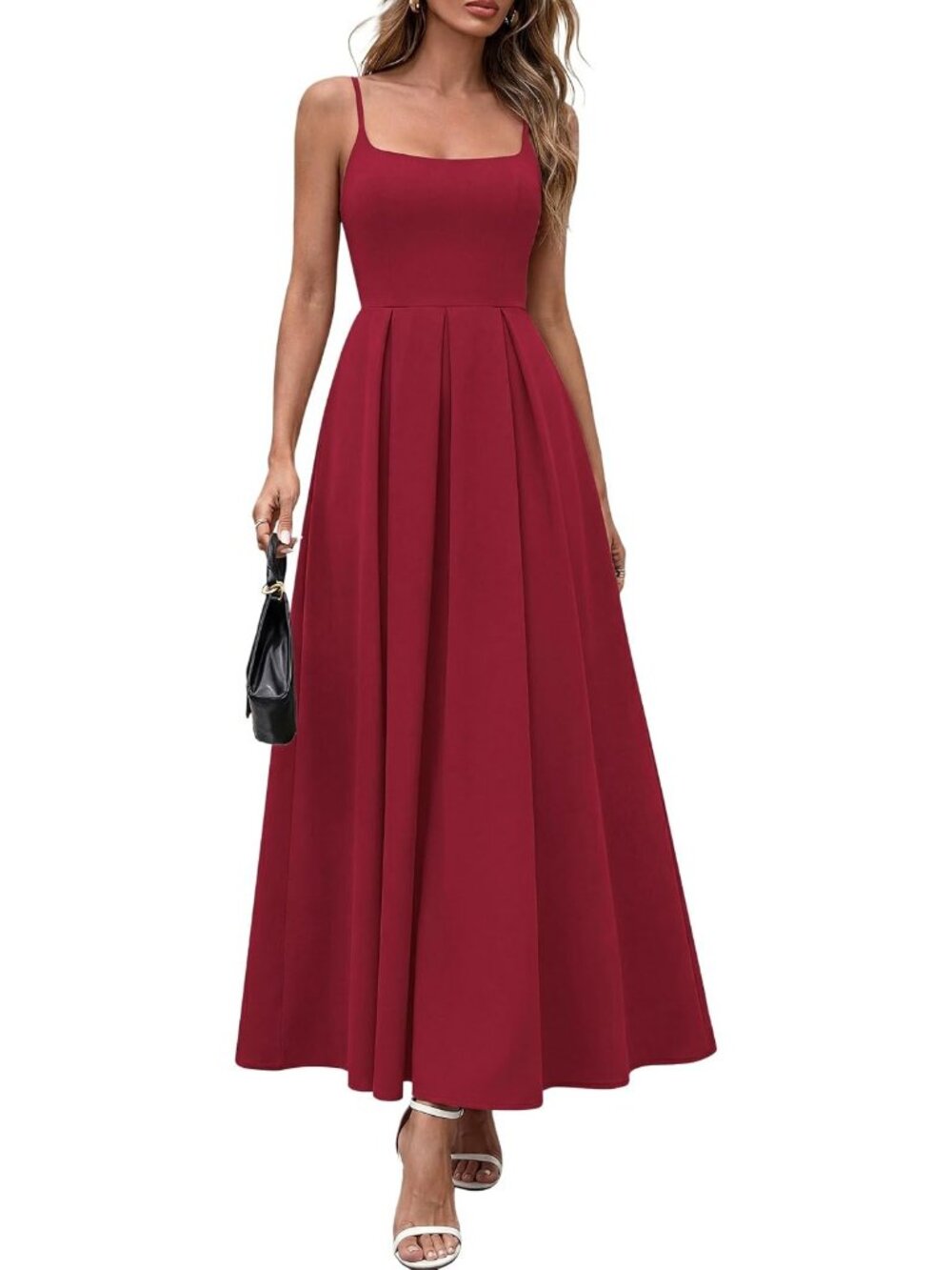 Women's Red Summer 2026 Spring Elegant Ruffle A Line Long Guest Maxi Dresses